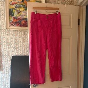 Anthropologie Colette Hot Pink linen Pants 31